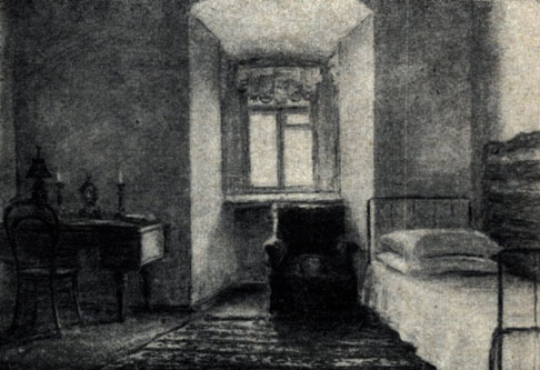 Спальня А. П. Чехова. Рисунок С. М. Чехова. 1956 г