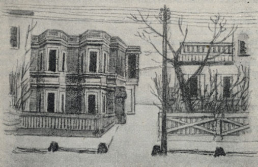 Дом Корнеева. Рисунок М. П. Чехова. 1889 г