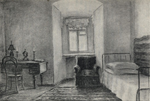 Спальня А. П. Чехова. Рисунок С. М. Чехова. 1956 г